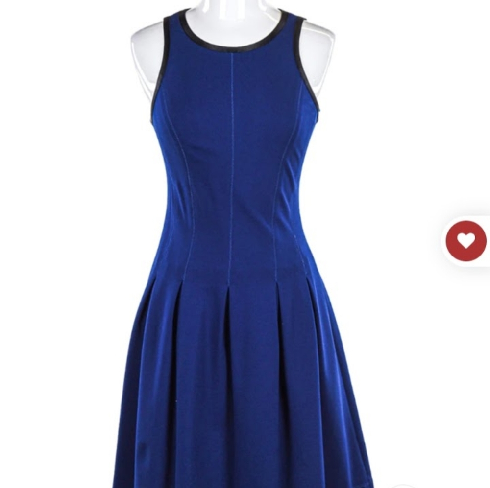 Banana Republic Navy Blue Sleeveless Fit & Flare Scuba Stretch Dress Wms Sz Sm